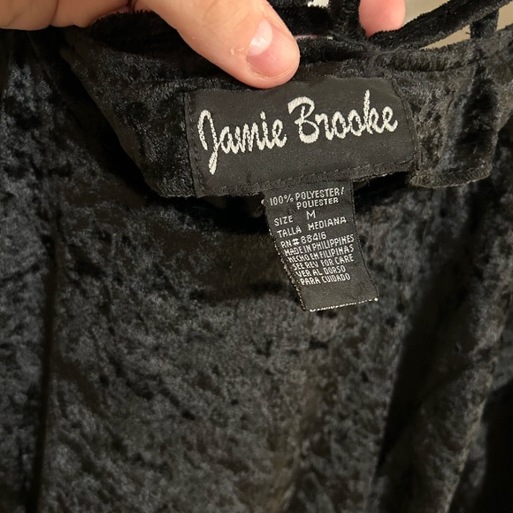 VINTAGE Y2K Jamie Brooke black velvet long sleeve mini skater dress, medium - Picture 2 of 4